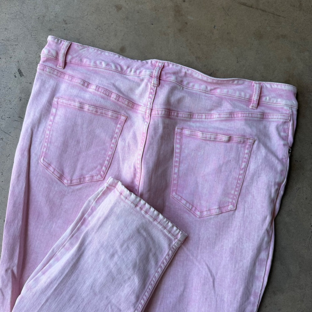 Candace Cameron Bure Jeans Womens 16 Pink Distressed Acid Wash Straight Leg